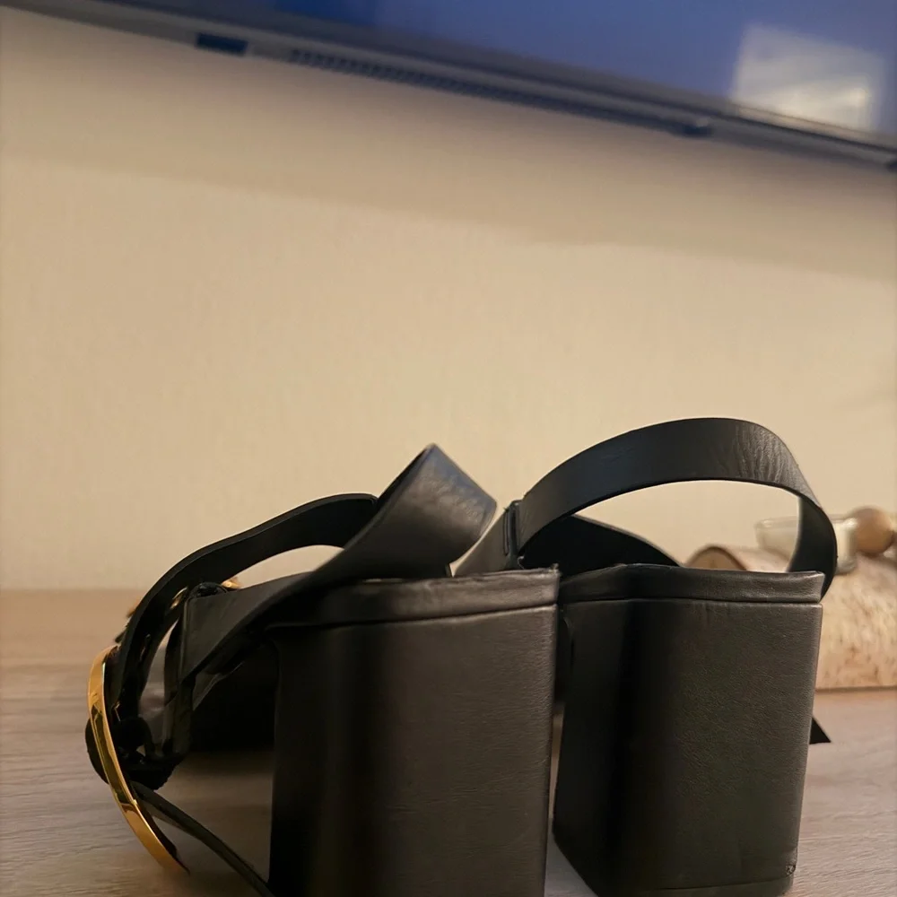 Zara Black Sandals with Gold Buckles - Picture 5 of 6